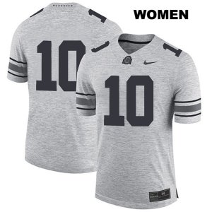 Women's NCAA Ohio State Buckeyes Daniel Vanatsky #10 College Stitched No Name Authentic Nike Gray Football Jersey RT20C30BQ
